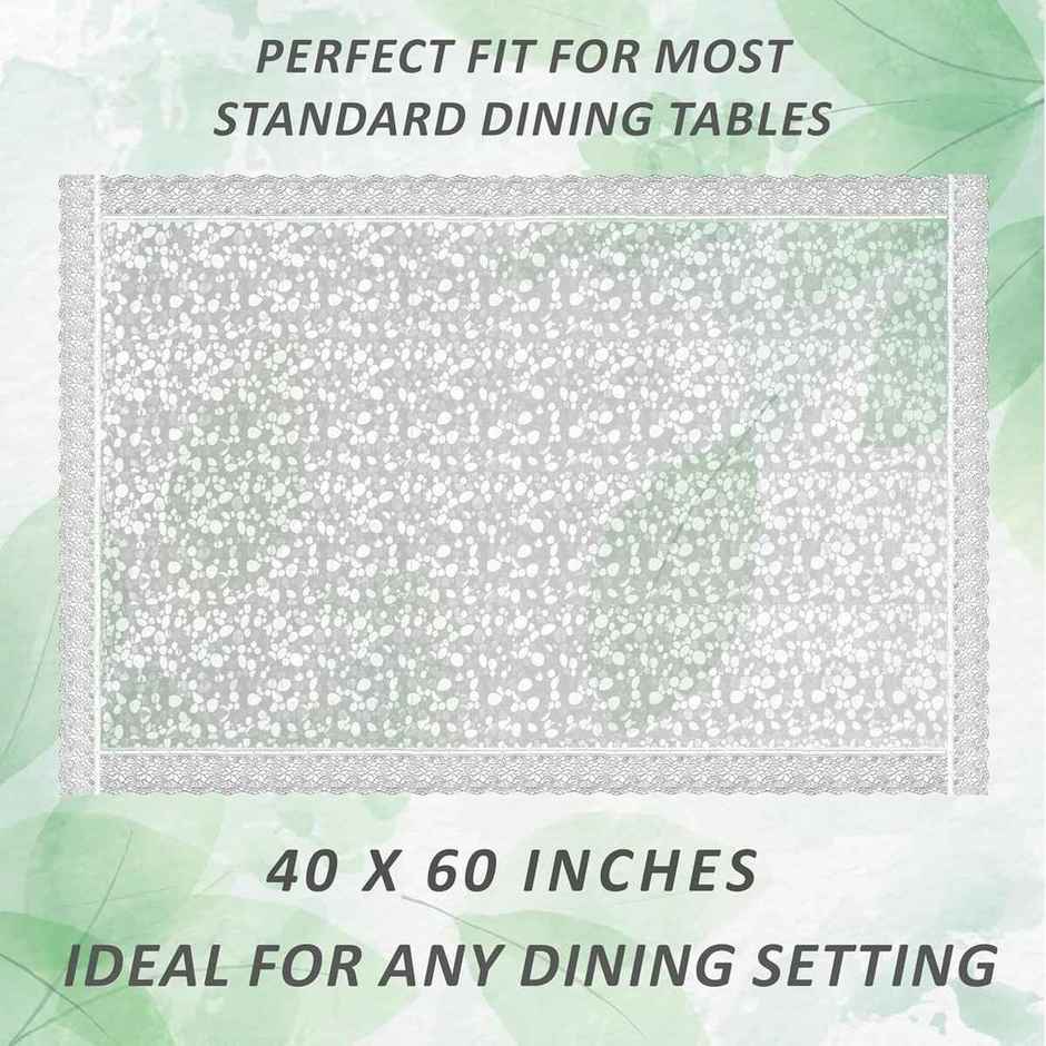Kuber Industries 3D Coin Print Center Table Cover 4 Seater with Silver Lace (Transparent)