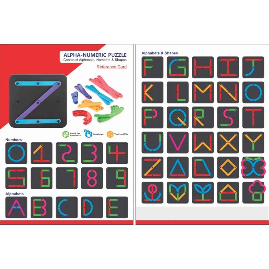 Fablue Alpha Numeric Construction Puzzle Game Toy - Brain Game For Kids - Multicolor