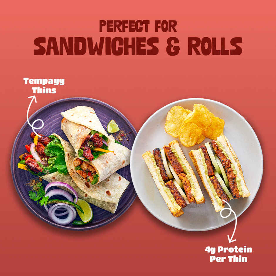 Hello Tempayy Protein Tandoori Tempeh Thins - Heat & Eat In 3 Mins, No Preservatives