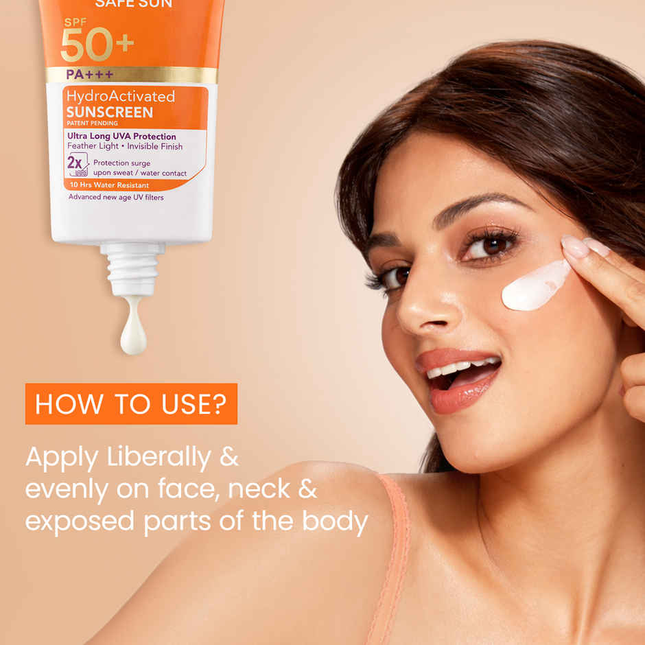 Lotus Herbals Safe Sun HydroActivated Sunscreen SPF 50+ PA+++ | IN-VIVO Tested | No White Cast