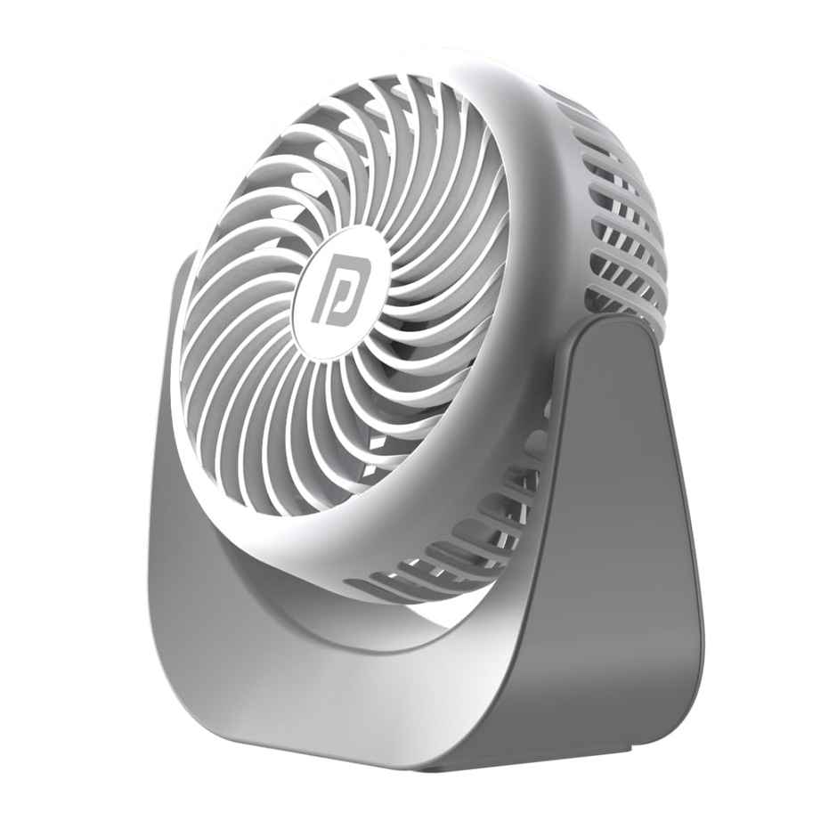 Portronics Toofan Mini USB Portable Fan, 60mm, 3 Blade BLDC Motor, with 2000 mAh Battery, White