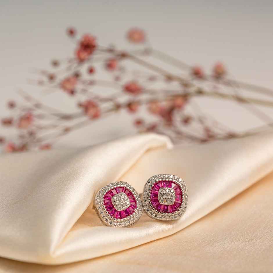 Silverfiire Sterling Silver Red Studs