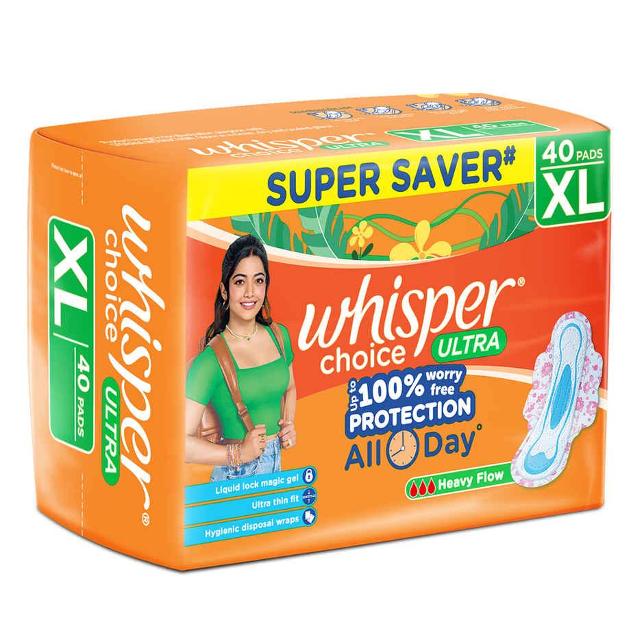 Whisper Choice Ultra Sanitary Pads | XL | 40 pcs