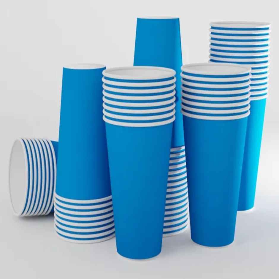 Thick Paper Beer Pong Party Glass | Blue | 450 ml | Pack of 10 | Naturepac
