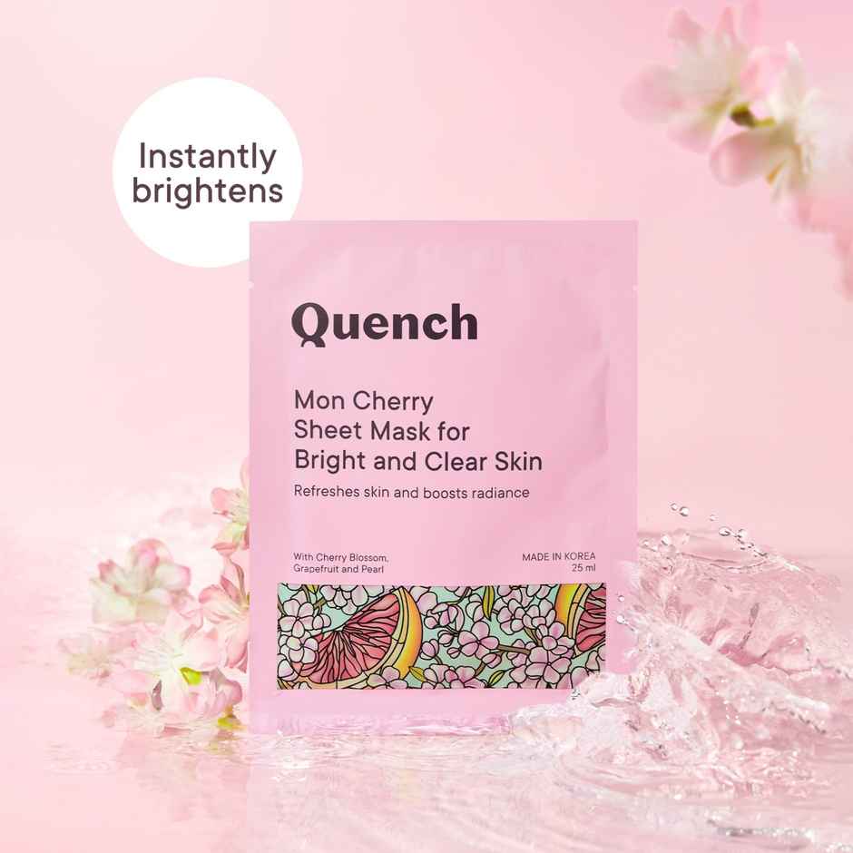 Quench Korean Face Sheet Mask for Brightening with Cherry Blossom Vitamin E & Pearl Extracts Combo