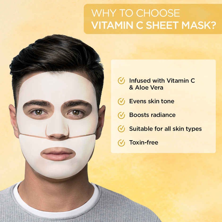 The Man Company Vitamin C Sheet Mask For Skin Brightening- Improves Skin Tone