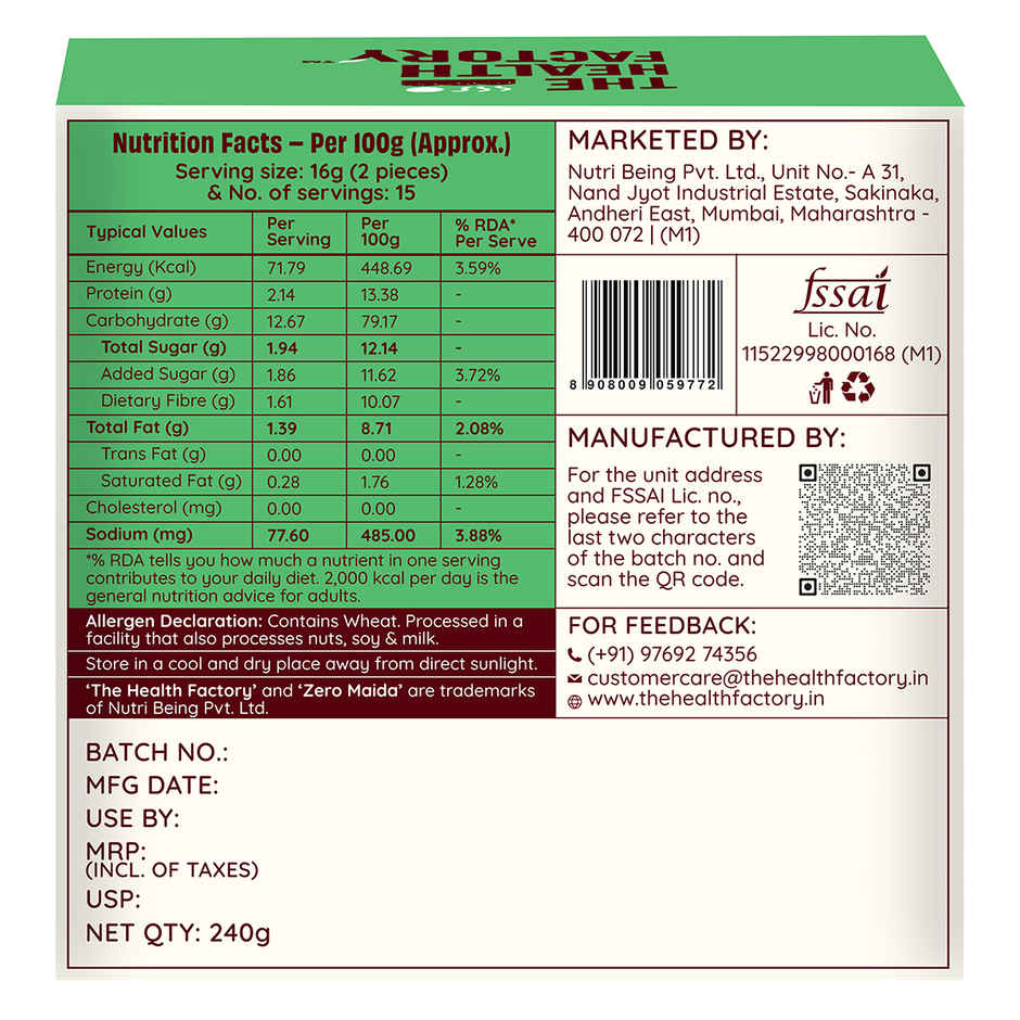 The Health Factory Zero Maida Rusk Royal Elaichi