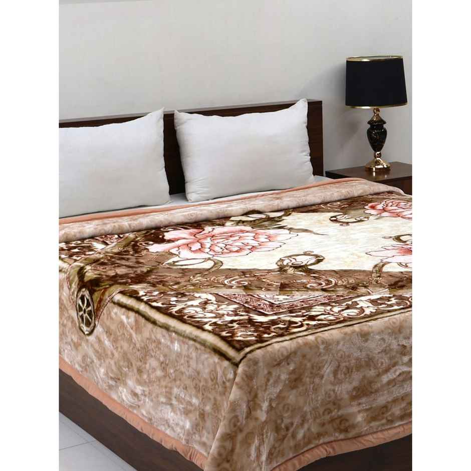 Signature 570 Gsm Polyester Brown Heavy Winter Super Soft Double Bed Mink Blanket