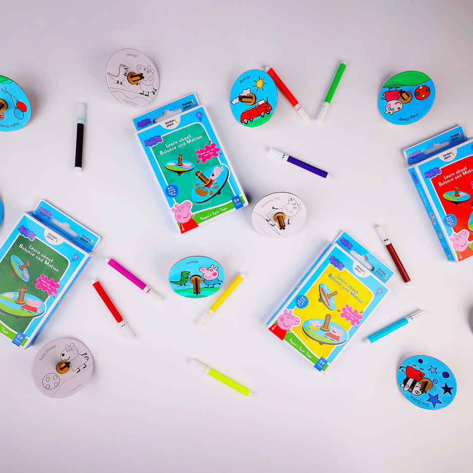 ThinkerPlace Peppa & Red Car Spinning Tops | Interactive Learning & Fun Spinning Tops (Age 3+)