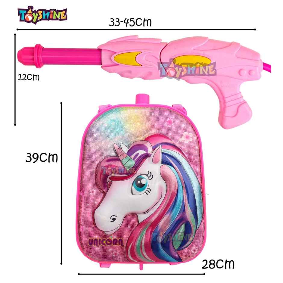 Toyshine Holi Water Toy Gun with Pressure Mechanism | Back Holding Tank 5.0 L | Unicorn Pink