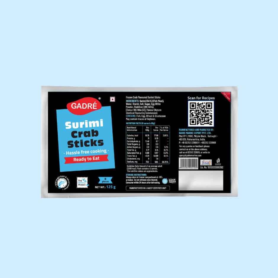 Gadre Surimi Crab Sticks | No Added Preservatives | Frozen Seafood | Ready To Eat Non Veg Snack