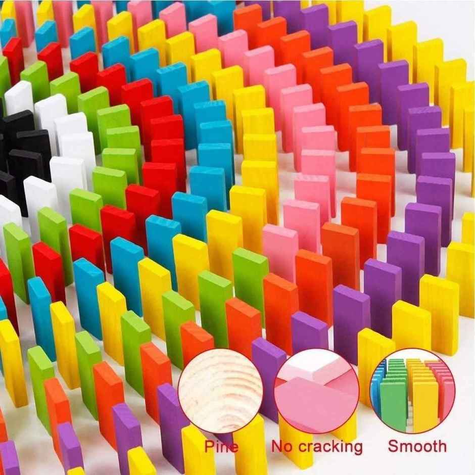 Toyshine 120 pcs 12 Color Wooden Dominos Blocks Set For Kids Educational Game