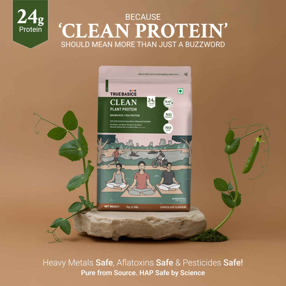 TrueBasics Clean Plant Protein Powder Brown Rice + Pea Protein (Chocolate)