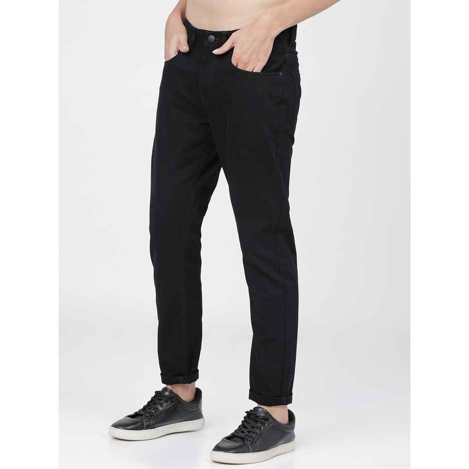 Ketch Men Black Tapered Fit Cotton Chinos | Black | 36