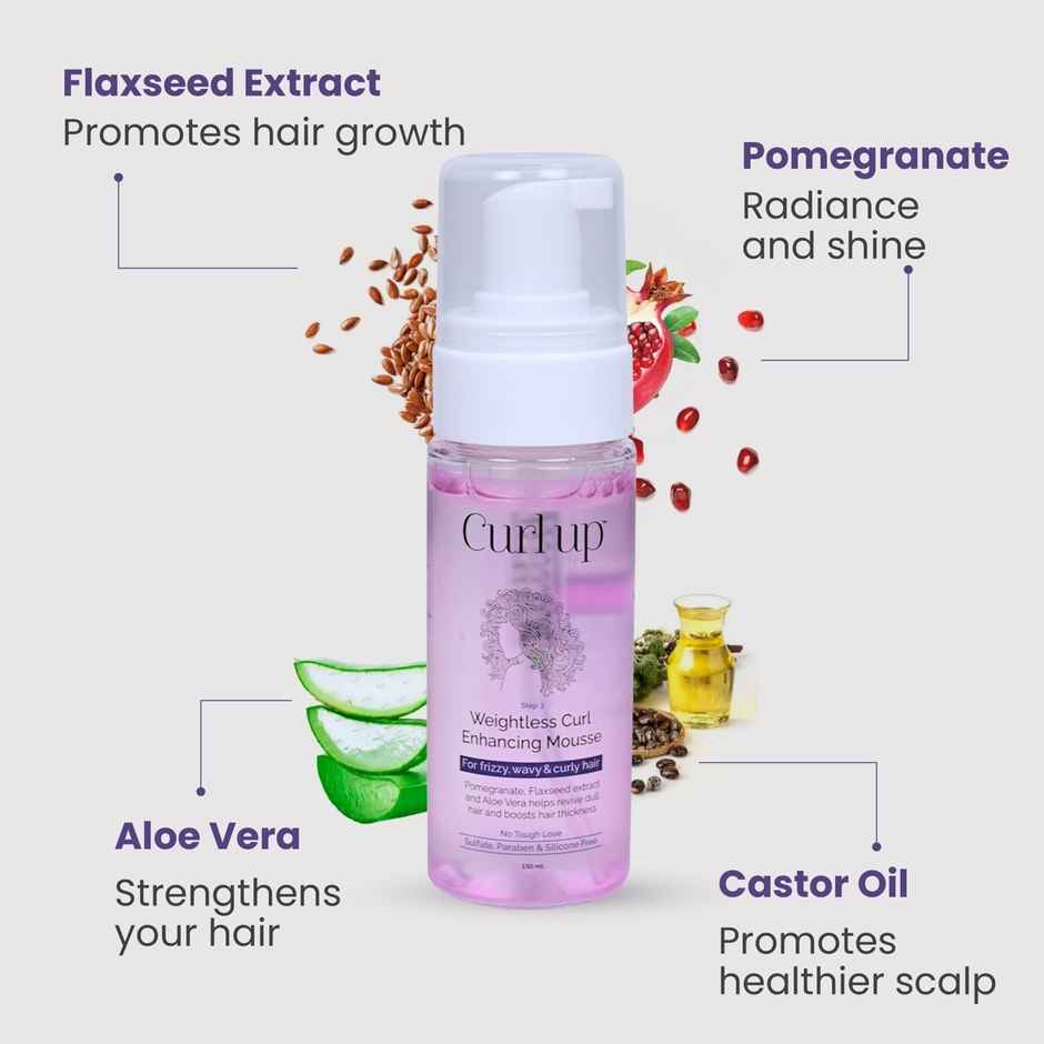 Curl Up Weightless Curl Enhancing Mousse | Adds Shine & Defines Curly Hair | For Wavy & Curly Hair