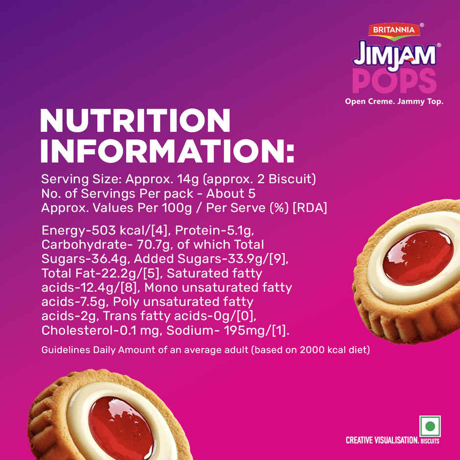 Britannia Jimjam Pops, Crunchy Cookie Vanilla creme Biscuits