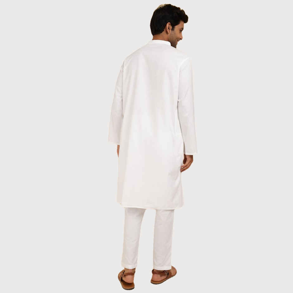 Fabindia Men's Kurta & Pyjama Set Slim Fit | White - XL
