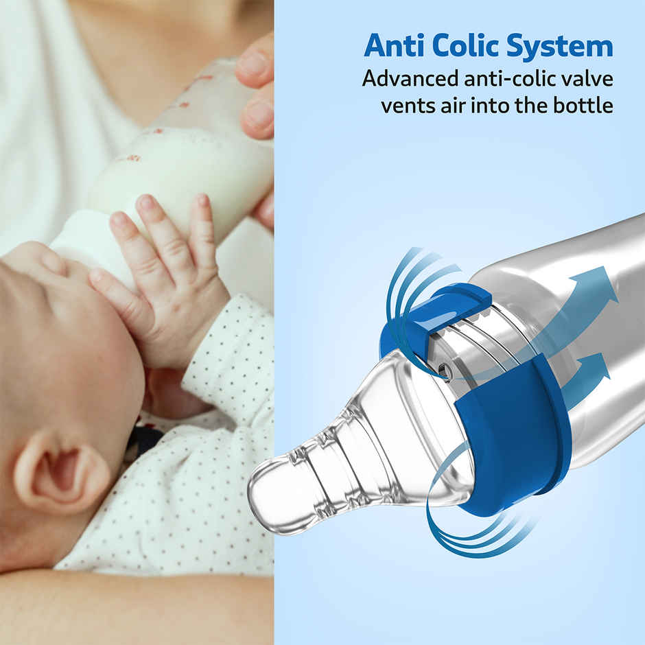 LuvLap Baby Essential Slim Neck Feeding Bottle, with Anti Colic Nipple, upto 3 Years, BPA Free