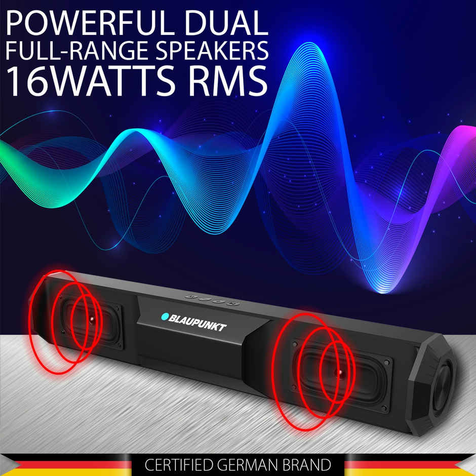 Blaupunkt Sba20 16 W Bluetooth Soundbar (Jet Black, 2.0 Channel)