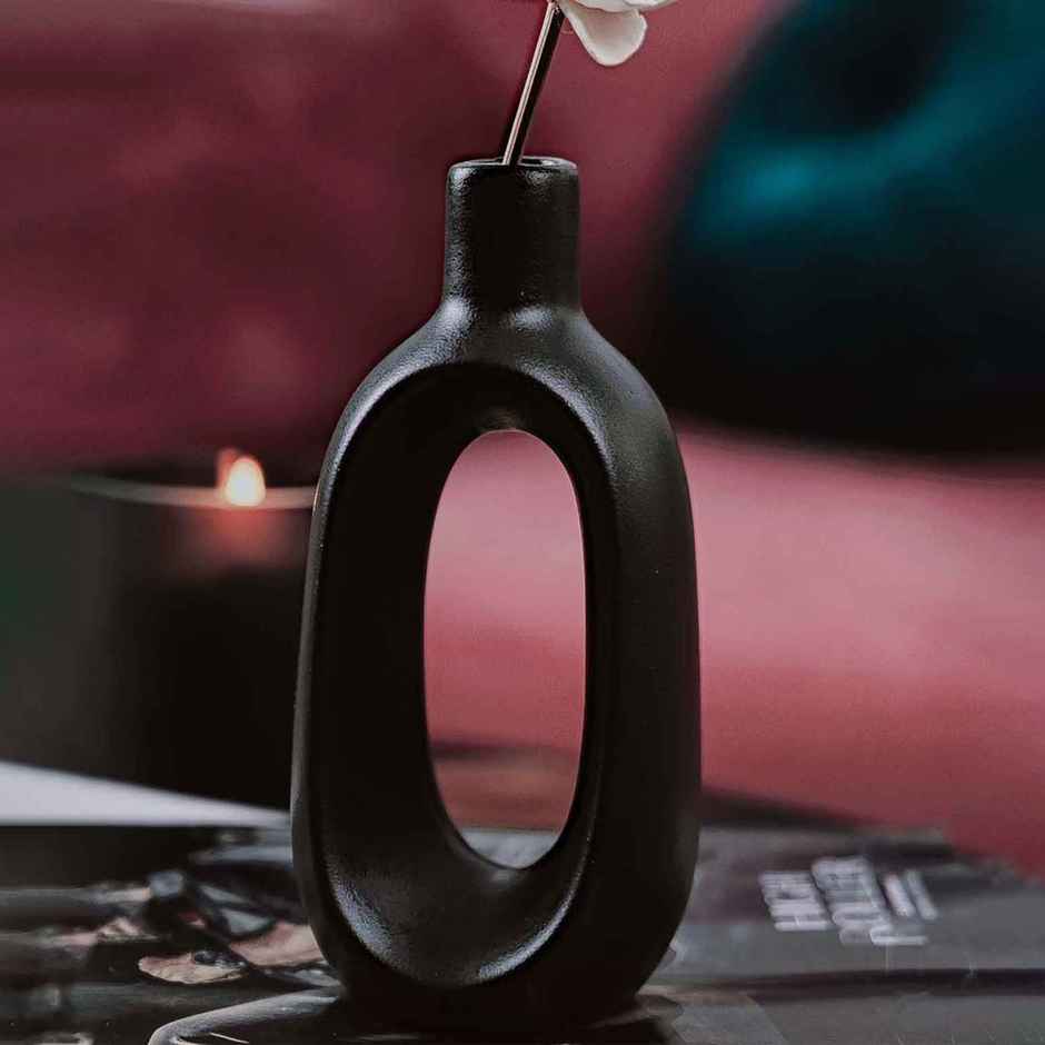 Casacraft by Pepperfry Black Ceramic Ryan Table Vases