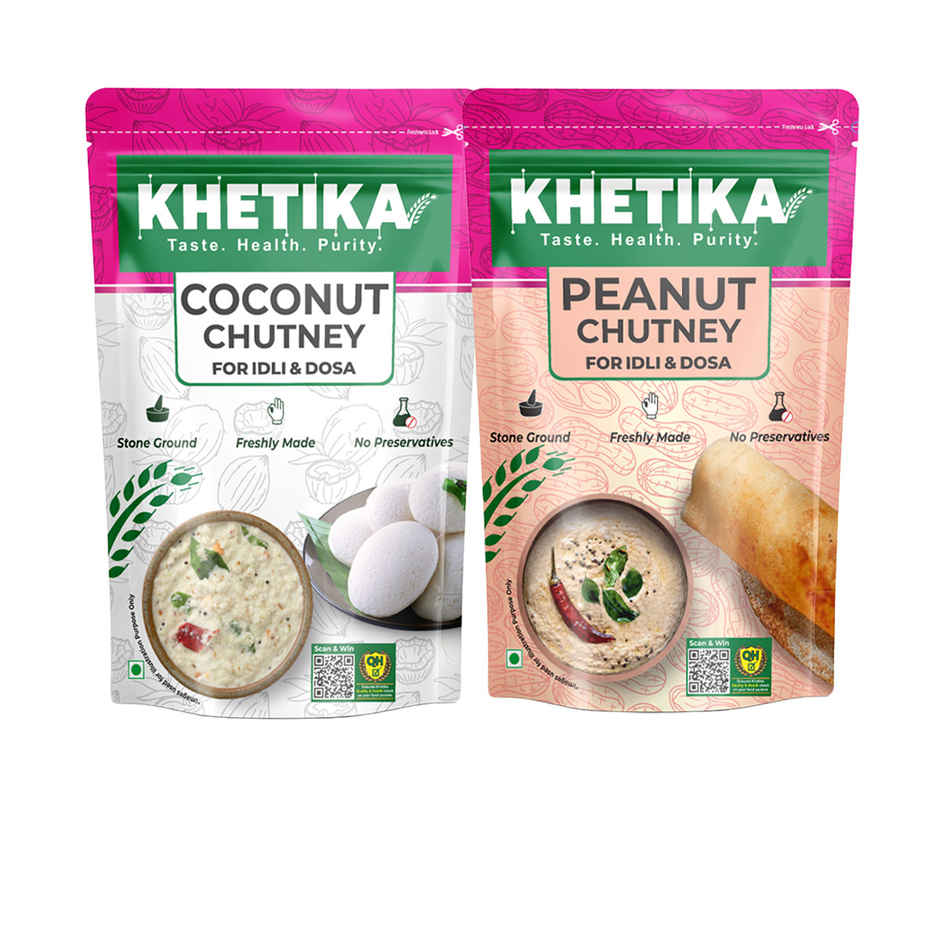 Khetika Coconut Chutney (120g) & Khetika Peanut Chutney (120g) Combo