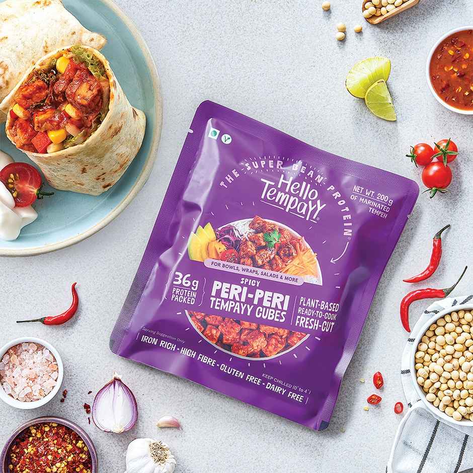 Hello Tempayy 40g Protein Peri Peri Tempeh Cubes |Low Fat & High Fibre