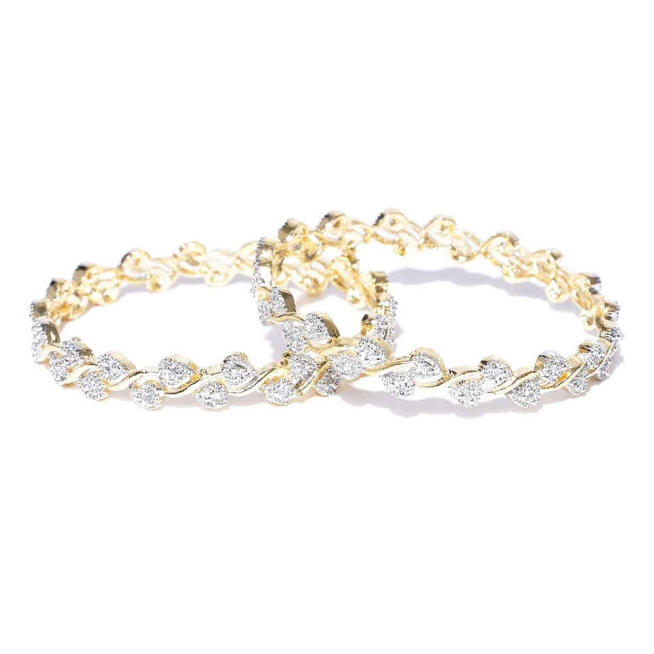 YouBella Traditional Gold Plated and American Diamond Bangle Set for Women (YBBN - 9006C - 2.4)
