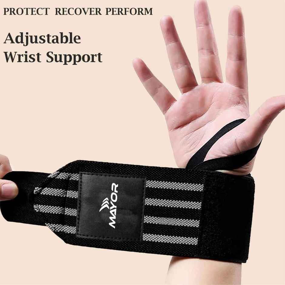 Mayor Secure Cotton Wrist Supporter for Gym Men and Women Wrist Support | Grey | Free Size