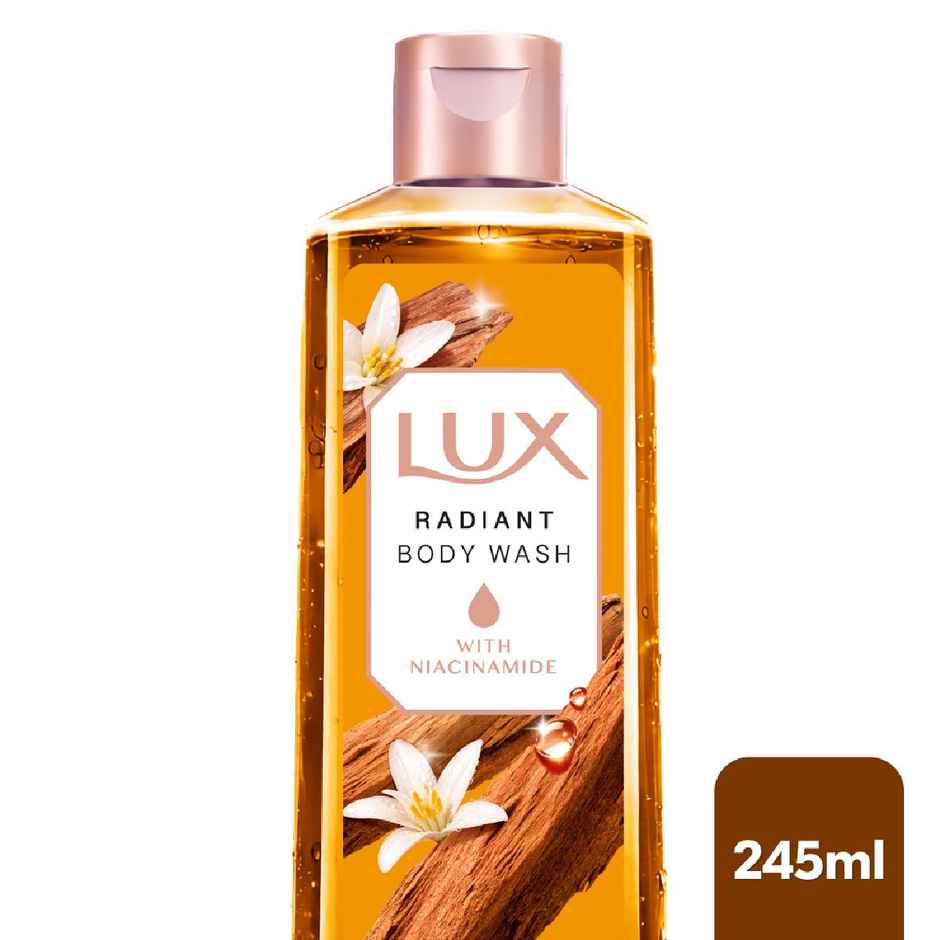LUX Sandal Spell Bodywash, with Niacinamide, 245ml for Radiant & Bouncy Skin Feel