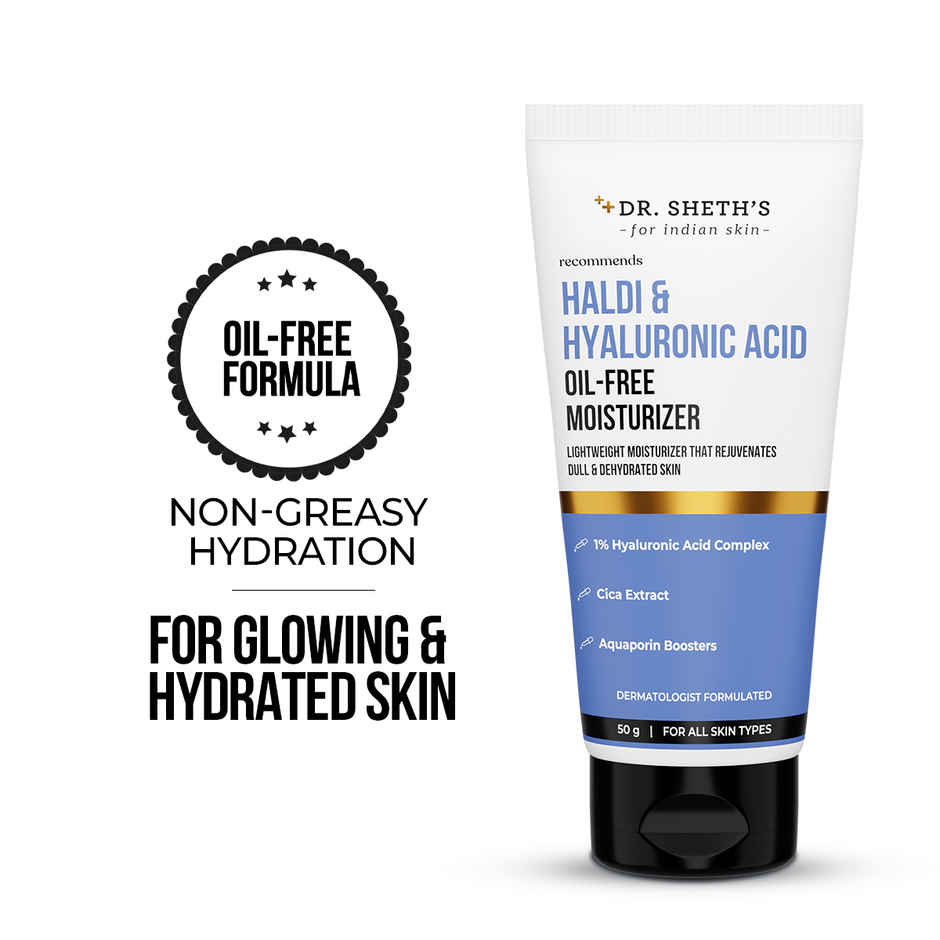Dr. Sheth's Haldi & Hyaluronic Acid Oil-Free Face Moisturizer, Hydrates, Brightens Skin