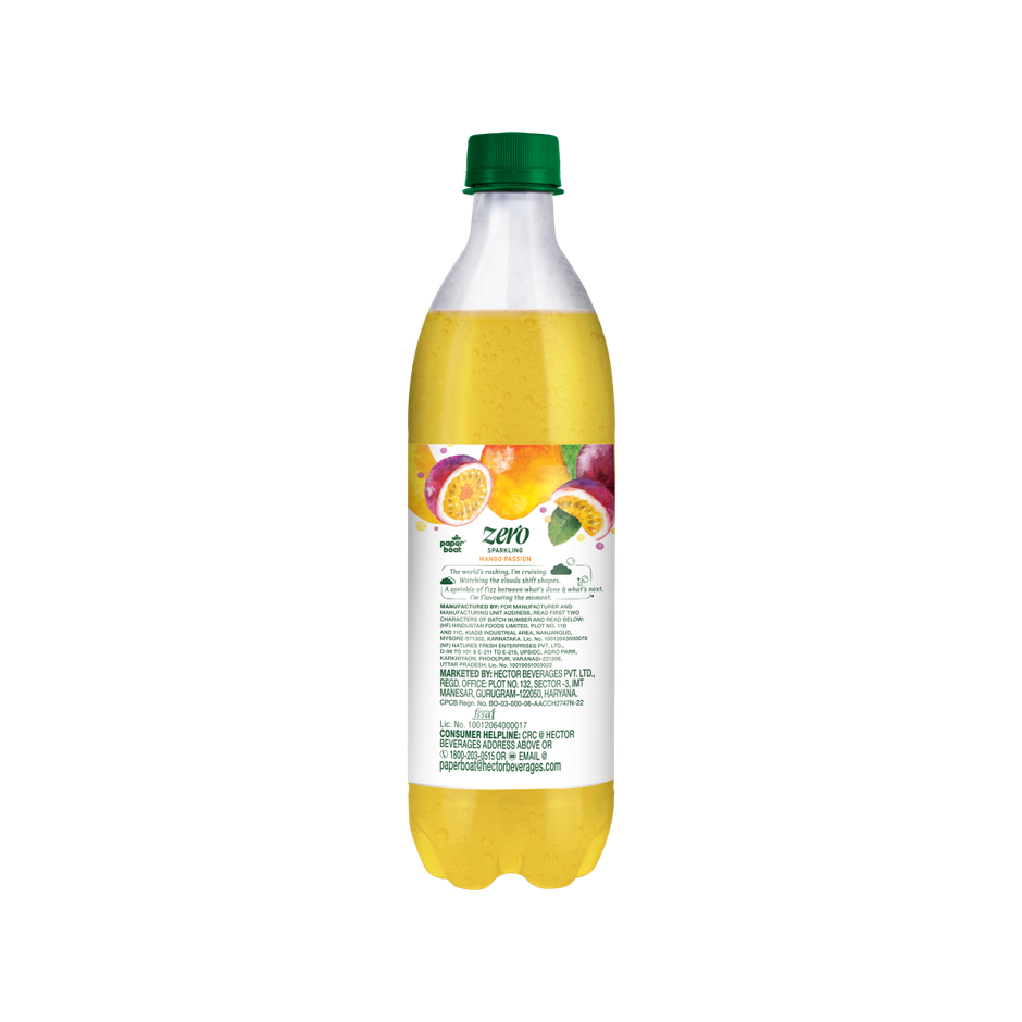 Paper Boat Zero Sugar Mango Passion Sparkling Water, Sugar Free Cold Drink