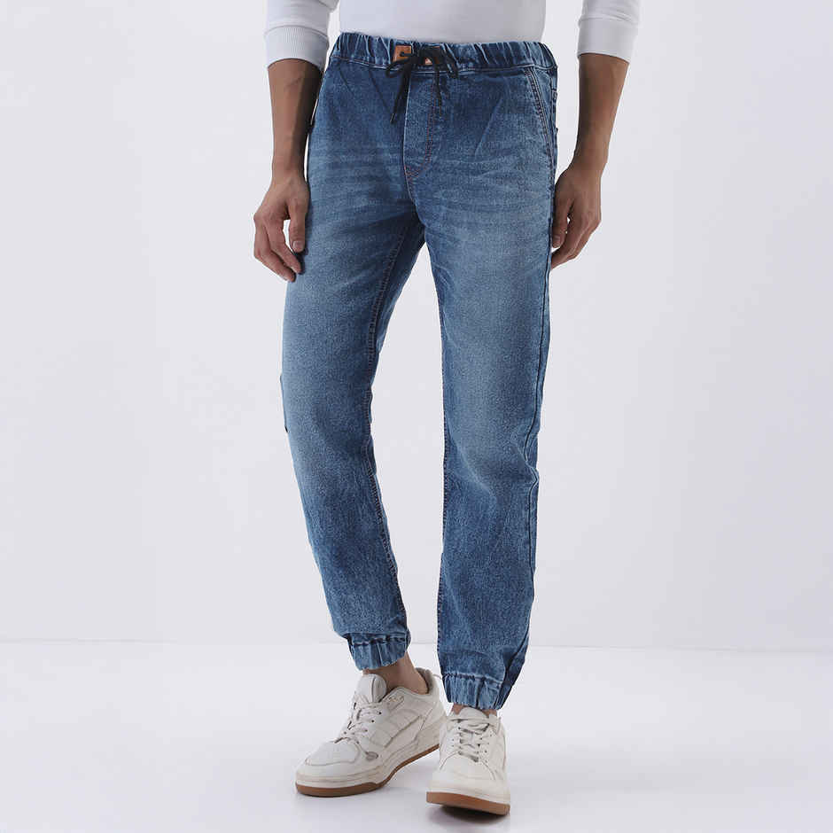 Urbano Fashion Men's Jogger Jeans Slim Fit Stretch Washed | Blue | 36