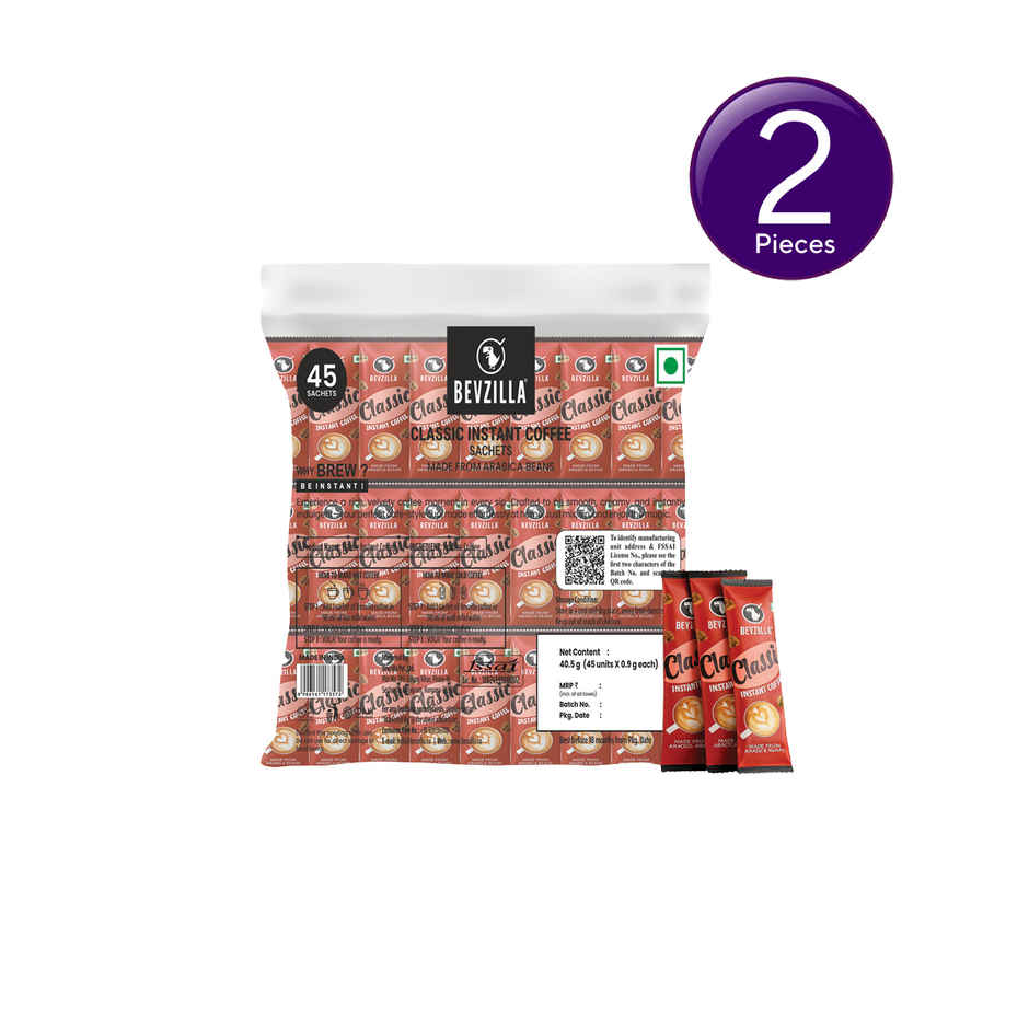 Bevzilla 45 Classic Instant Coffee Powder Sachets Combo