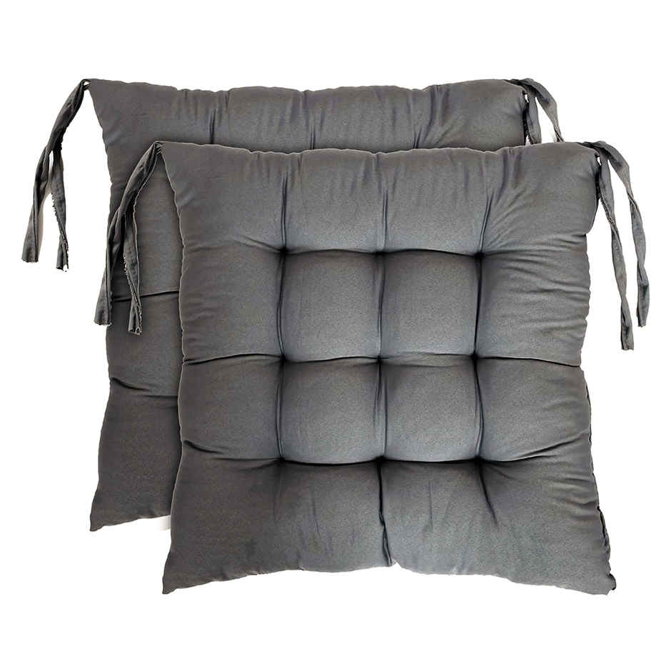 Kuber Industries Pack of 2 Chair Pads | Microfiber Chair Cushion for Office-Home | Grey