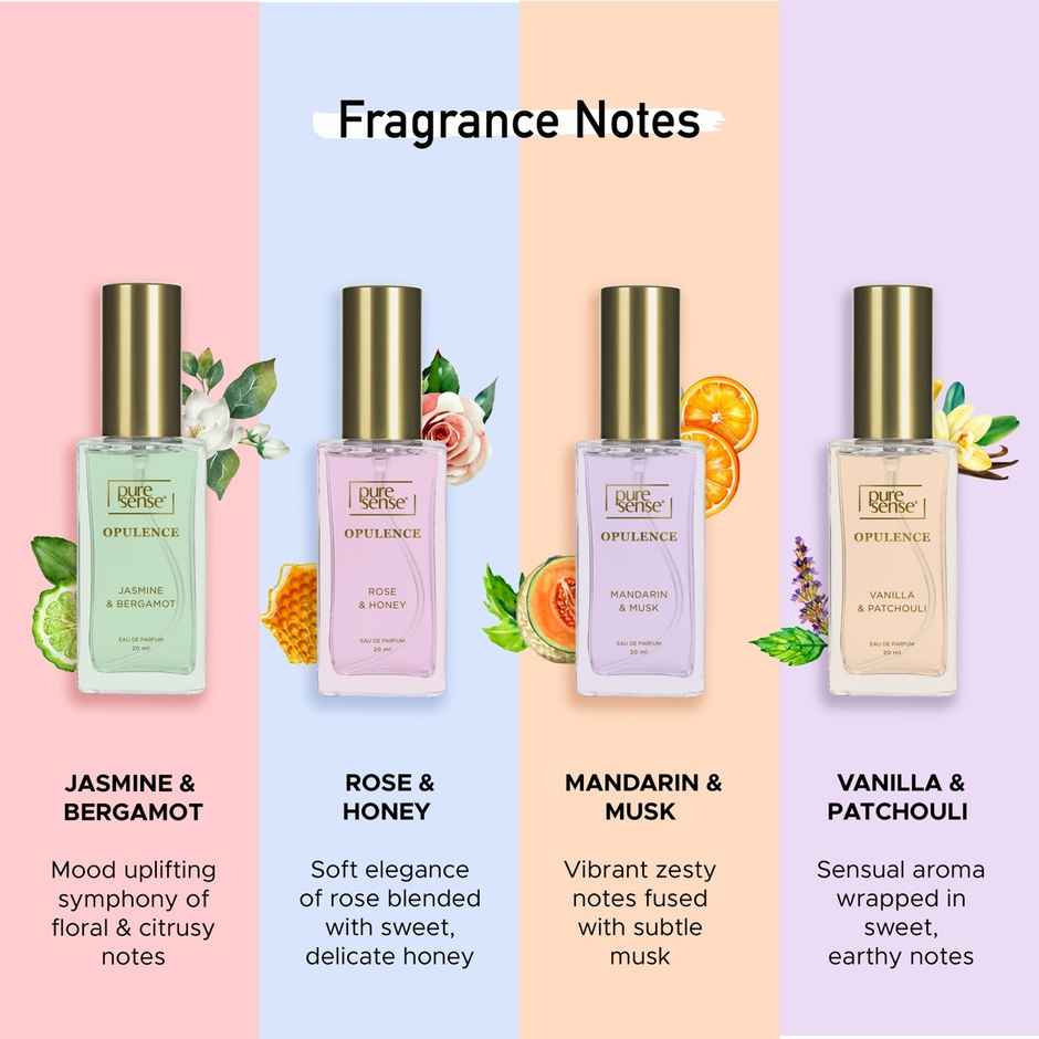 Puresense Into The Bloom Perfume Gift Set (Vanilla+Mandarin+Jasmine+Rose) - For Women
