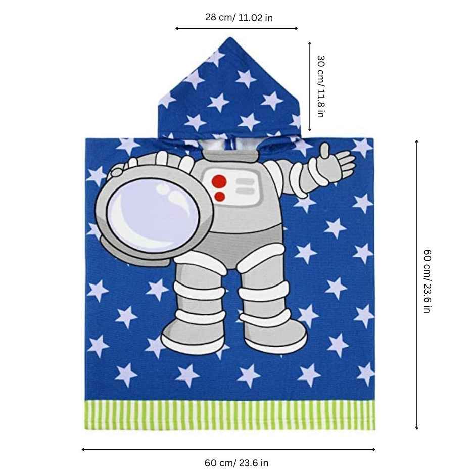 Famyo Hooded Poncho Towel, Astronaut Design for Kids - 1 to 7 Years, 60 x 60 cm