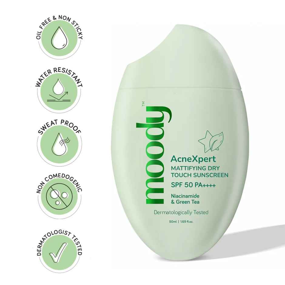 Moody Acnexpert Mattifying Sunscreen SPF 50 Pa +++ Niacinamide For Oil & Acne Control (50 Ml)