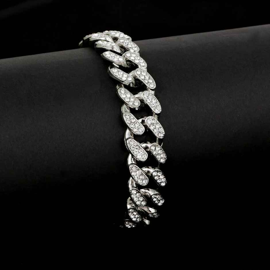 Fashion Frill Men's Studded Bracelet Silver Regular