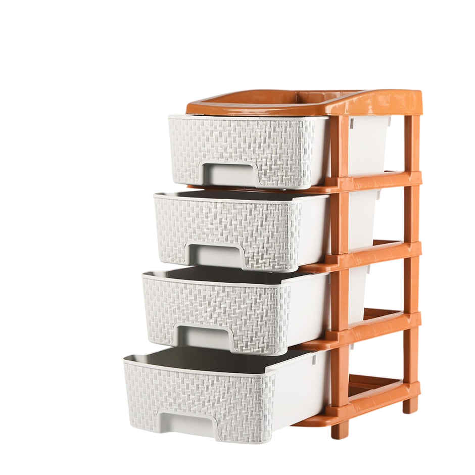Kuber Industries 4-Tier Plastic Drawers Organizer | Durable Cabinets|Storage Rack for Kitchen