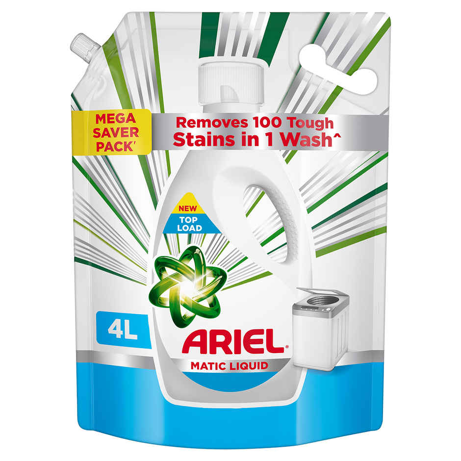 Ariel Stain Removal Top Load Washing Machine Detergent Liquid (4L) & Godrej Fab Machine & Hand Wash Detergent Liquid Refill Pouch (950ml) Combo  