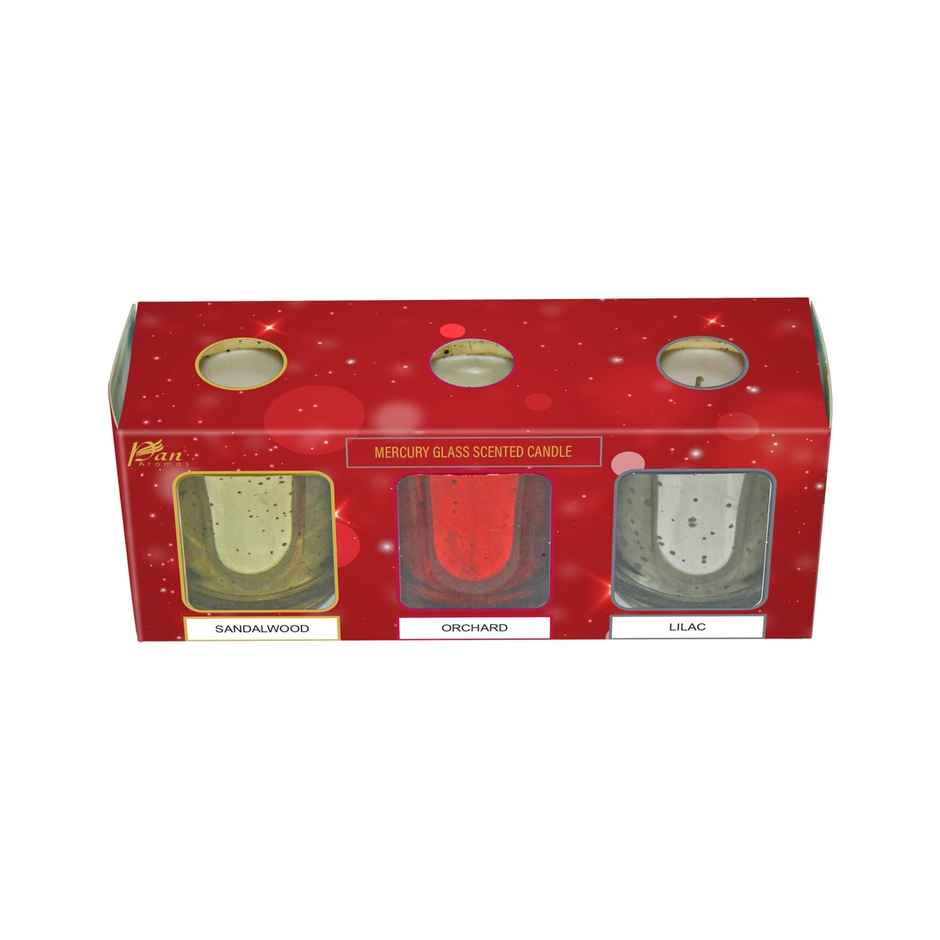 Mercury Series Scented Candles | Pack of 3 | Sandalwood, Orchard & Lilac | Pan Aromas