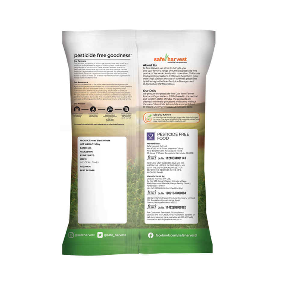 Safe Harvest Pesticide-Free Urad Black Whole | Natural and Delicious