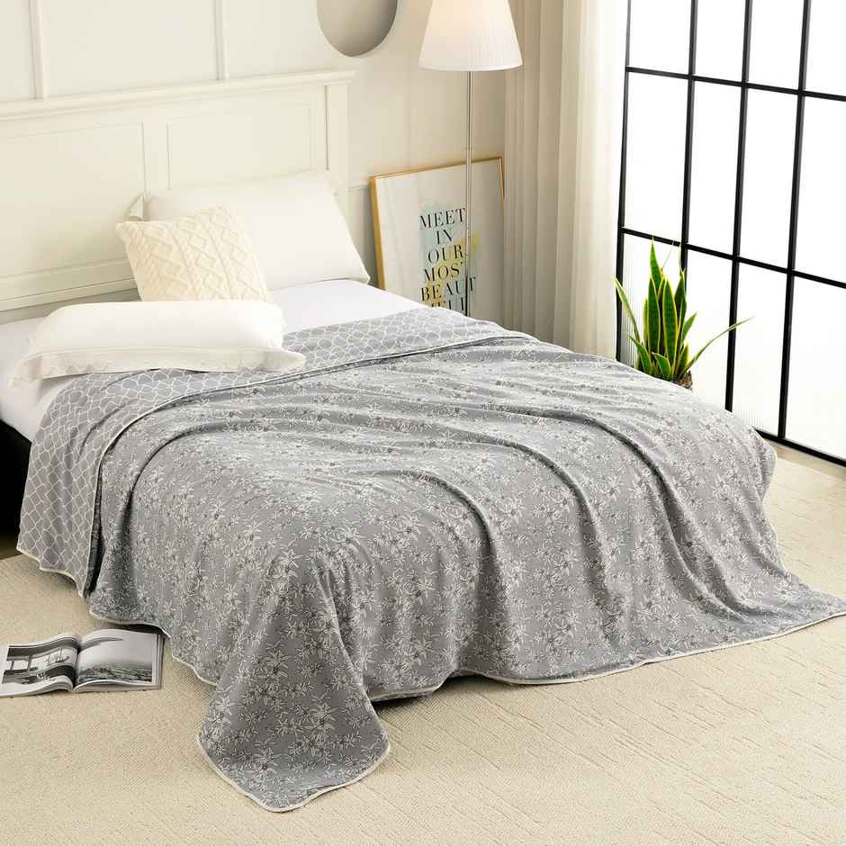 Story@home Printed Single Dohar/Duvet Cover (Cotton, Grey) (220x144x2 cms)