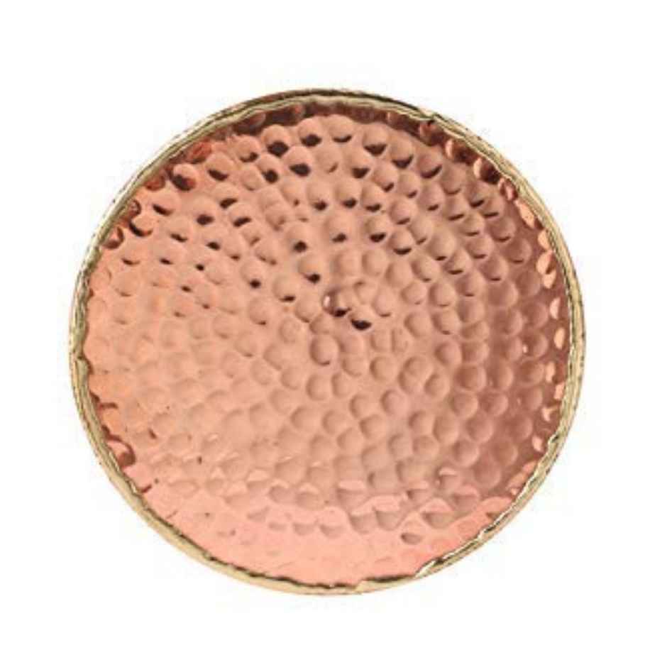 Bar Box Rose Gold Plating Hammered Design Coasters With Velvet Base For Drinks | Set of 4