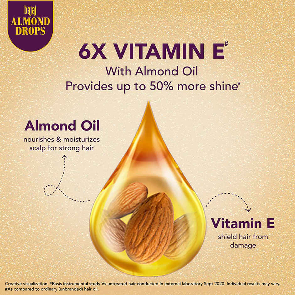 Bajaj Almond Drops Hair Oil with 2x Hairfall Reduction and 6x Vitamin E & Almond Oil