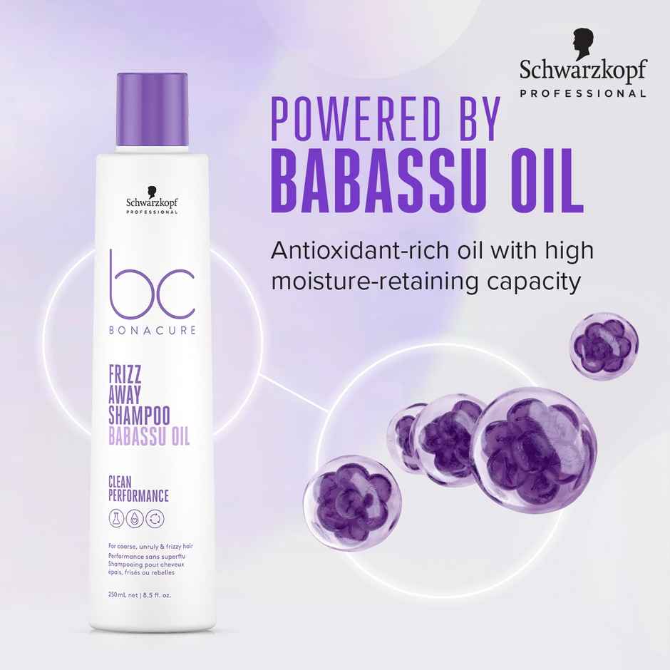 Schwarzkopf Professional Bonacure Frizz Away Shampoo With Babassu Oil,With Vegan Keratin