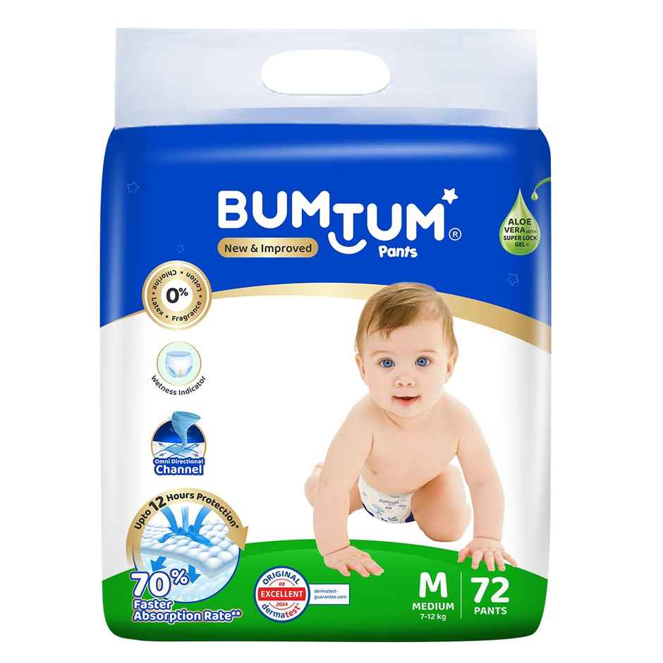 Bumtum Baby Diaper Pants With Leakage Protection - 6 To 11 Kg Medium
