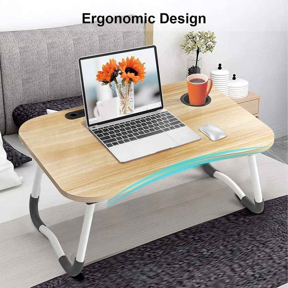 Perpetual Foldable Wooden Laptop Bed Tray with Cup Holder