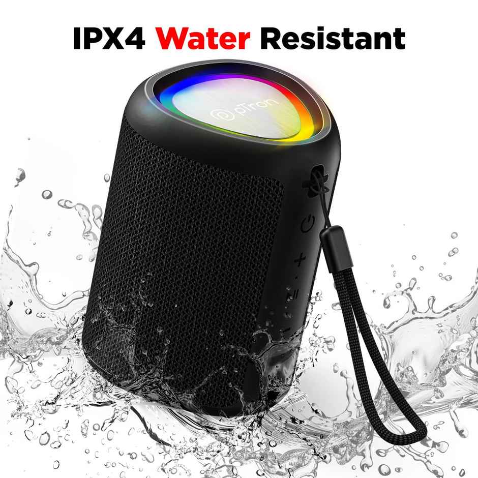 pTron Fusion Mount Mini Bluetooth Speaker with 12W Euphonic Sound | RGB Light | 10H Playtime - Black