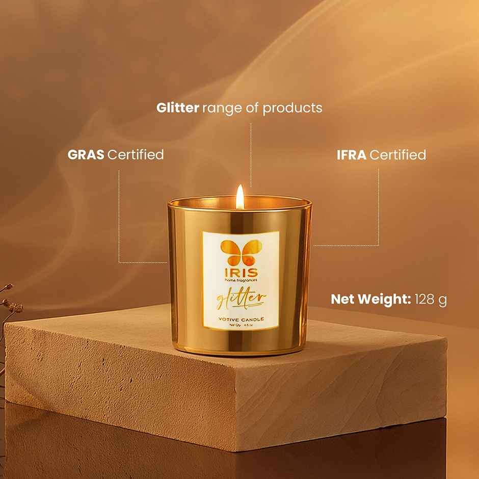 IRIS Gold Glass Votive Candle